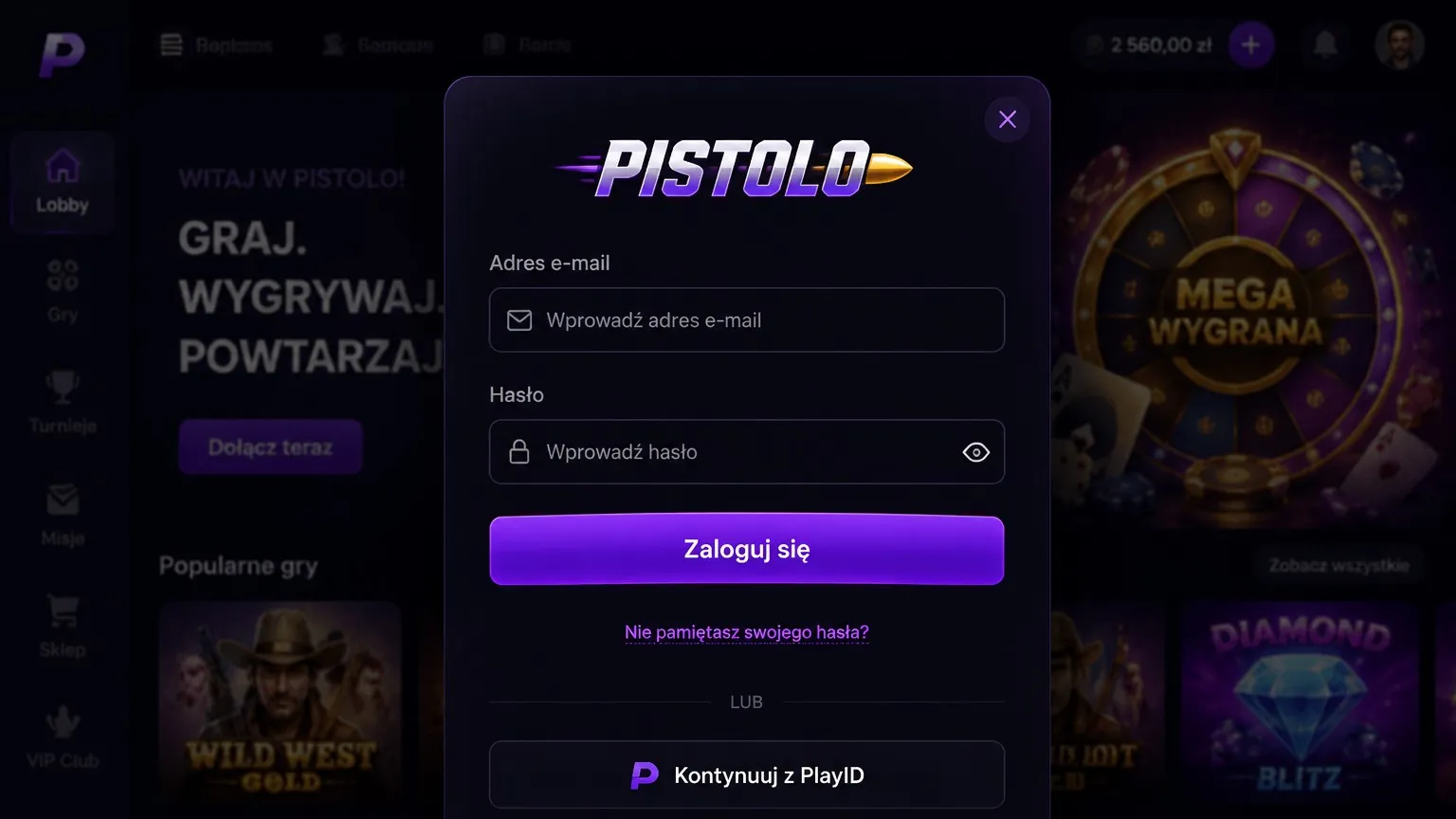 Pistolo Casino Login dostępne opcje logowania na komputerze i telefonie
